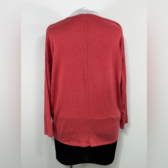 Ann Taylor Loft Orange/ Red Scoop Neck Pullover Top Blouse Shirt Sweater SP - Picture 2 of 5